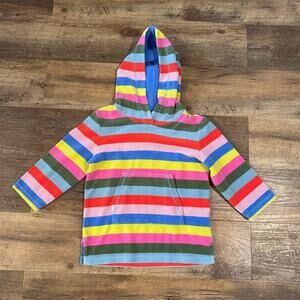Mini Boden Pattern Towelling Beach Dress Multi Rainbow Terry Hooded Size 2-3Y
